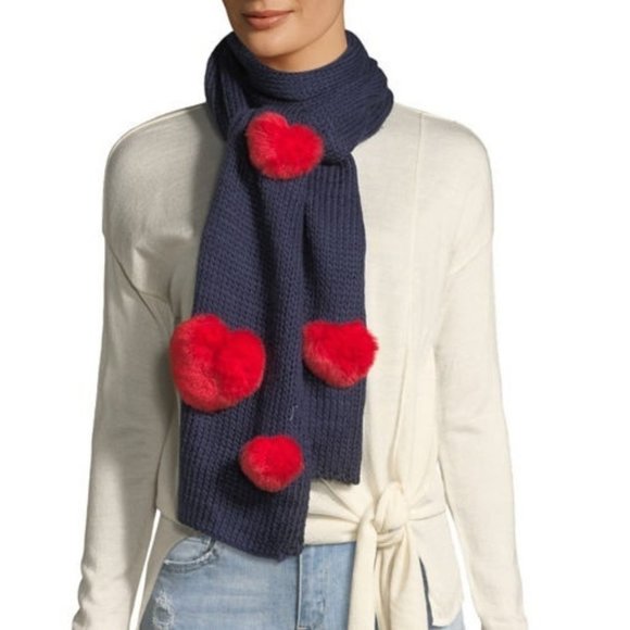 BCBGeneration Accessories - BCBGeneration Heart Knit Pom Pom Muffler Scarf